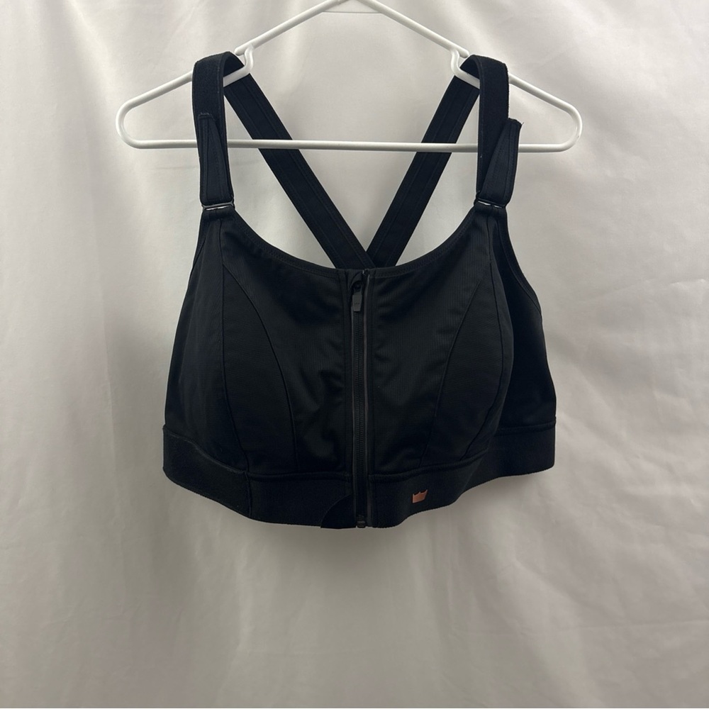 SHEFIT Black Front Zip Ultimate Sports Bra Adjustable Straps 4 Luxe High Impact